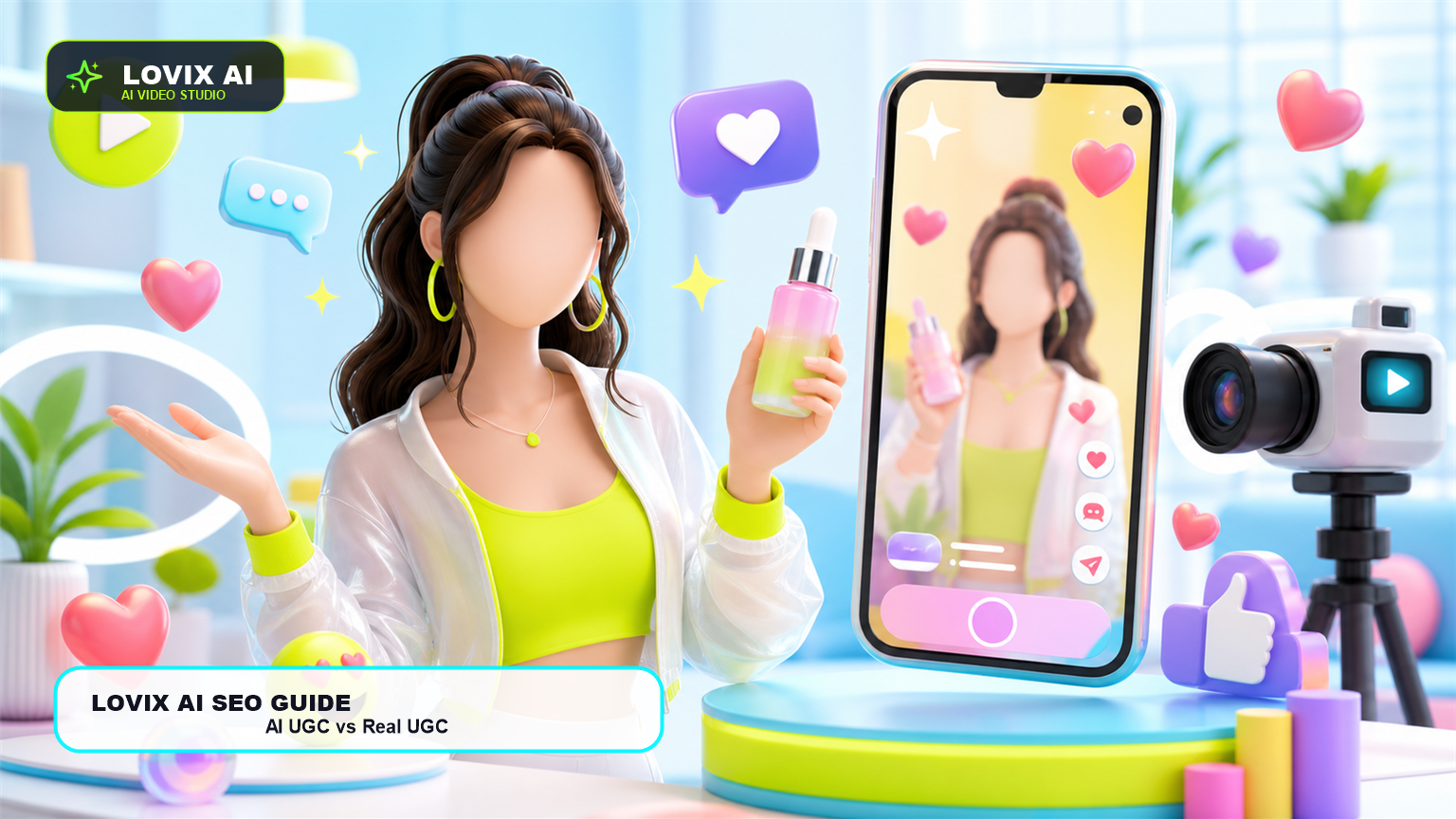 AI UGC vs real UGC comparison cover for LOVIX AI